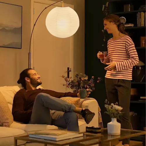 Miniatura 5 de 6 lámparas de papel blanco, lámpara colgante de linterna de papel chino de 12 pulgadas, pantalla redonda para sala de estar, dormitorio, pantalla