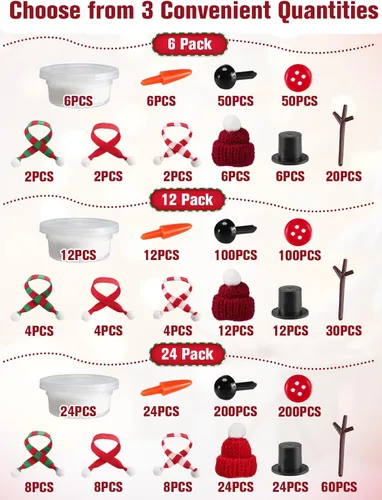 Miniatura 7 de Cosweet Paquete de 6 Kits de Manualidades Navideñas de Muñeco de Nieve para Niños - Kit de Construcción de Muñeco de Nieve con Arcilla de Secado