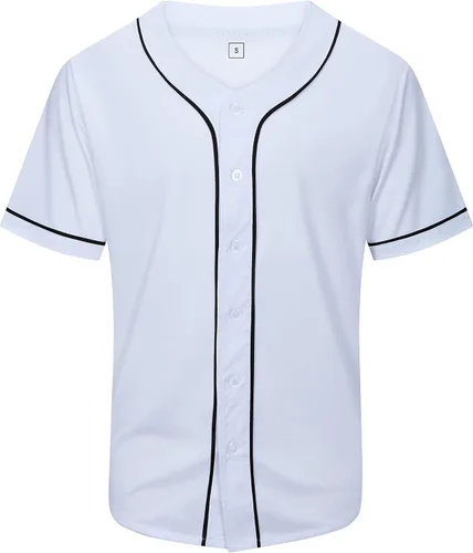 Miniatura 15 de KUAIPAO Camiseta de béisbol en blanco, camisa de manga corta, uniforme deportivo para hombres y mujeres (blanco, negro, rojo, azul, S-3XL)