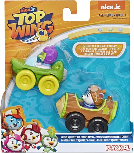 Miniatura 2 de Hasbro Top Wing Racers Paquete de 2: Shirley Squirrely y Chomps de The Nick Jr. Show, corredores con figuras adjuntas, gran juguete para niños de 3