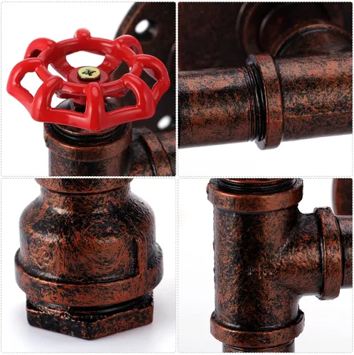 Miniatura 2 de Kawell Lámparas de pared vintage industriales retro lámpara de pared creativa tubo de agua lámpara de pared hierro arte E26 60W Max para dormitorio