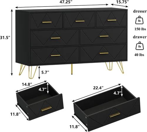 Miniatura 2 de Cómoda de 7 cajones para dormitorio