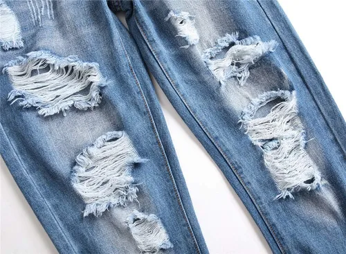 Miniatura 5 de AITITIA - Jeans rasgados de ajuste estándar para hombre