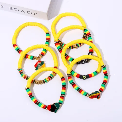 Miniatura 170 de Surfer Heishi - Pulseras apilables para mujer, apilables, de vinilo arcoíris, disco de arcilla, pulseras elásticas para la amistad, joyería bohemia