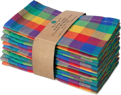 Miniatura 18 de FINGERCRAFT Servilletas de tela, uso diario, calidad premium, algodón a cuadros, juego de 12, servilletas de gran tamaño de 20 x 20 pulgadas