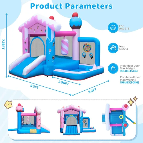 Miniatura 4 de TOAOB Casa de Rebote Inflable - Casa de Rebote de 8 en 1 para Niños de 3 a 6 años, Castillo Hinchable para Saltar en Interiores y Exteriores