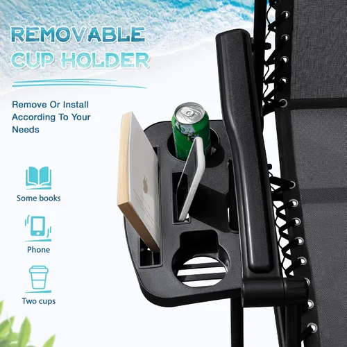 Miniatura 5 de Greesum Sillas Zero Gravity - Juego de 2 sillones reclinables ajustables de malla de acero para playa, terraza, césped, camping, patio, silla Negro