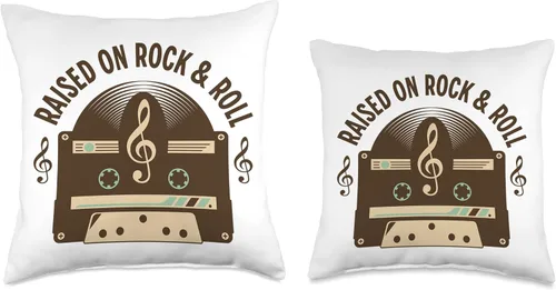Miniatura 3 de Rock and Roll by KD Almohada de música de Rock and Roll con diseño de casetes de discos y discos de disco de LPs, 16 x 16 pulgadas, multicolor