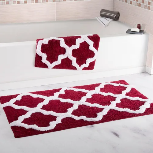 Miniatura 4 de Set de alfombrillas de baño enrejadas de Lavish Home, 2 piezas. Hueso