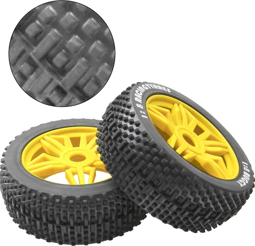 Miniatura 2 de ShareGoo OD 4.52 pulgadas 1/8 RC Buggy neumáticos de goma con 5 radios llanta de plástico hexagonal de 0.669 in compatible con Arrma Kyosho Exceed