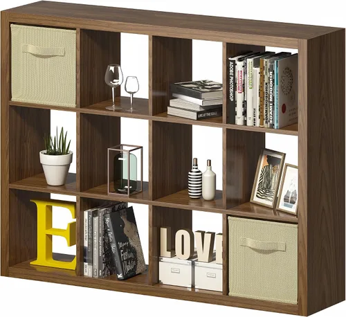 Miniatura 22 de furtble Estantería organizadora de almacenamiento de 8 cubos, moderna estantería abierta de madera, estante de exhibición multifuncional para sala