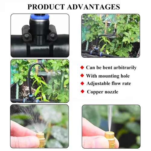 Miniatura 4 de Kit de riego por goteo de 50 pies, sistema automático de riego de jardín con conectores rápidos sin herramientas, goteros de flexión de 360°
