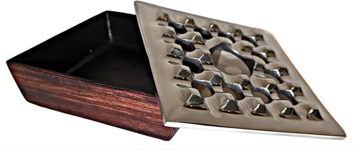 Miniatura 6 de Cenicero con tapa para puros, diseño de madera metálica, ceniceros resistentes al viento para oficina en casa, mesa, exterior, patio, balcón al aire