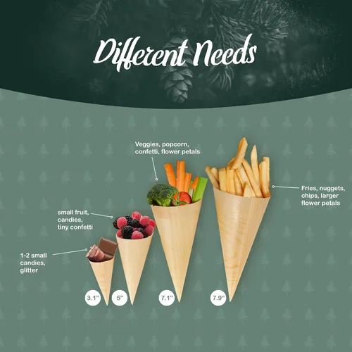 Miniatura 3 de BambooMN - Conos de madera desechables para alimentos y aperitivos - 3.1" x 1.5" - 100 piezas