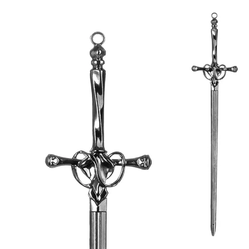 Paquete de 2 pines de metal gris espada negra Wicca Witch Hair Stick Slide Renaissance Festival Hair Acceossories para mujeres 10