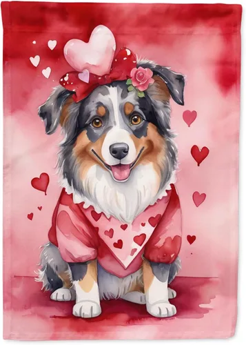 Miniatura 157 de Caroline's Treasures DAC5292CHF - Bandera de Border Collie My Valentine House para porche, grande, con manga para porche, para colgar en la pared