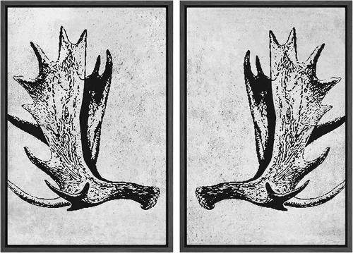 Miniatura 115 de SIGNWIN Lienzo enmarcado para pared, juego de arte con anillos de árbol de bosque grunge en blanco y negro, ilustraciones de naturaleza silvestre