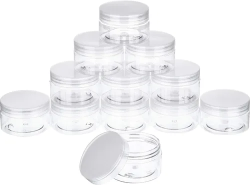 Miniatura 46 de SATINIOR Paquete de 12 frascos de plástico con tapas, frascos redondos para cosméticos de viaje, para artículos de tocador, loción, crema