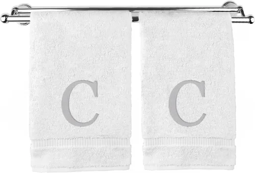 Miniatura 127 de Toalla de mano monogramada, regalo personalizado, juego de 2 - Toalla bordada con letra de bloque dorada - Extra absorbente 100% algodón turco