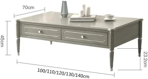 Miniatura 3 de Mesa de té para sala de estar, mesa de centro rectangular moderna con 2 cajones, mesa central creativa para sala de estar, mesa de café recortada
