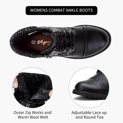 Miniatura 5 de Vepose - Botas de combate a la moda para mujer, altura al tobillo