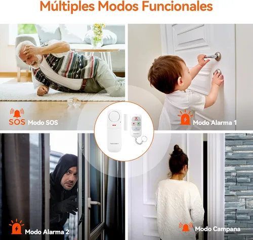 Miniatura 4 de TECKNET Alarmas de puerta cuando se abre, alarma de puerta y ventana, alarma de puerta para seguridad de los niños, alarmas portátiles 2 en 1