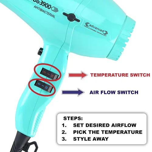 Miniatura 3 de Turbo Power Twin Turbo 3900 Advanced Ionic & Ceramic Eco Friendly Gold Secador de pelo + accesorio M Hair Designs Hot Blow (paquete) – Secado