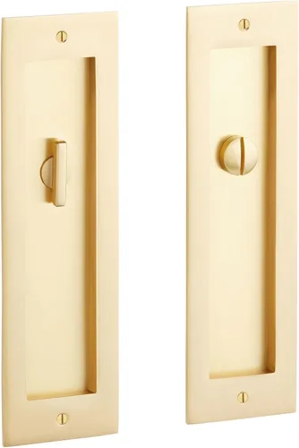 Miniatura 5 de Signature Hardware 483730 Tirador de puerta de privacidad alargado de latón con bolsillo de 8-1/2 pulgadas de alto