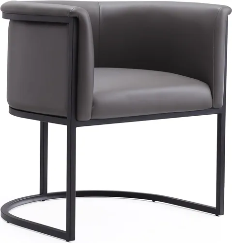 Miniatura 8 de Manhattan Comfort Bali - Silla de comedor de piel sintética, diseño Art Deco moderno con silueta escultórica, marco de metal, cojines acolchados