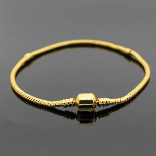 Miniatura 2 de RUBYCA 10pcs 6.3" Color Oro Broche Europeo Serpiente Cadena Charm Pulsera Fit Charm Beads DIY