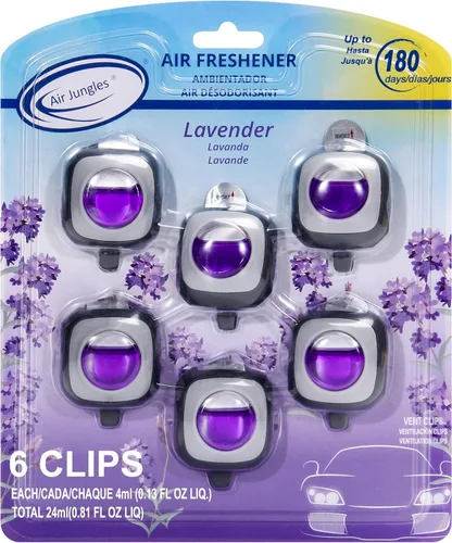 Miniatura 11 de Air Jungles Ambientador de coche con aroma a melocotón miel, 6 clips de ventilación, 0.16 onzas líquidas cada uno, ambientador de larga duración