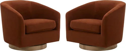 Miniatura 14 de CHITA - Silla decorativa giratoria con diseño de barril tapizada, certificada FSC, para sala de estar, completamente ensamblada, beige lino Lino