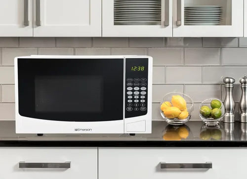 Miniatura 5 de Emerson Horno microondas compacto de 0.9 pies cúbicos con control táctil, pantalla LED, 900 W, 6 menús automáticos con plato giratorio de vidrio