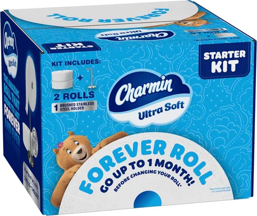 Miniatura 14 de Charmin Papel higiénico ultra suave, kit de iniciación Forever Roll, 1 soporte, 2 rollos, papel de baño de 2 capas