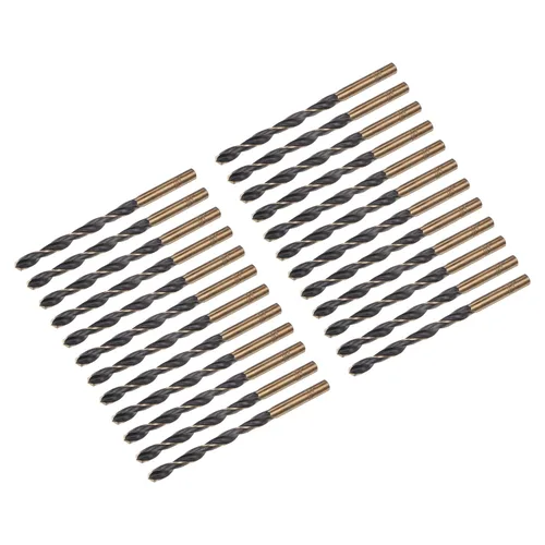 Miniatura 25 de uxcell Brocas Jobber de 0.118 in (0,118 pulgadas) de nitruro negro y oro recubierto de titanio M2 de alta velocidad (HSS) Brocas helicoidales