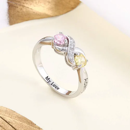 Miniatura 5 de Tian Zhi Jiao Anillos de compromiso personalizados con infinito para su personalización, 2 anillos de imitación para madres grabados con 2 nombres