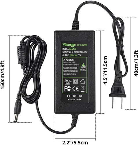 Miniatura 7 de Facmogu Adaptador Convertidor de Fuente de Alimentación 24V 3A 72W, Fuente de Alimentación 100-240V 50/60Hz AC a DC 24 Volt 3Amp, Enchufe DC