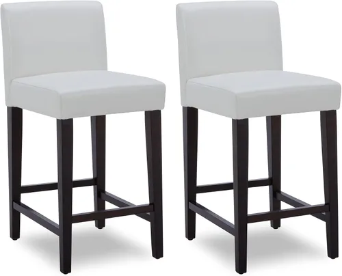 Miniatura 18 de CHITA Juego de 2 taburetes de bar de altura de mostrador, taburetes de bar tapizados de altura de asiento de 27 pulgadas, cuero sintético en negro