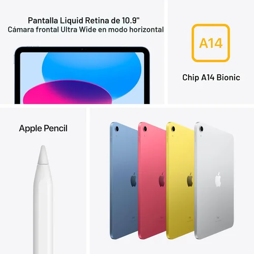 Miniatura 3 de Apple iPad (10ª generación): con chip A14 Bionic, pantalla Liquid Retina de 10.9 pulgadas, 64GB, Wi-Fi 6, cámara frontal de 12MP/cámara trasera