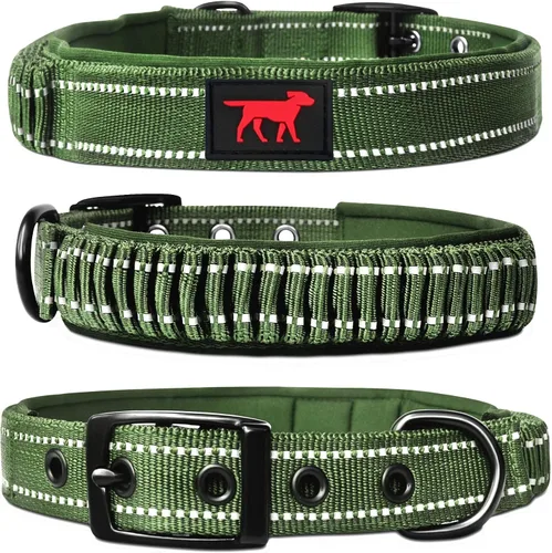 Miniatura 13 de Tuff Pupper Collar de perro resistente con asa Collar de nailon balístico resistente Collar de perro acolchado reflectante con hardware Azul