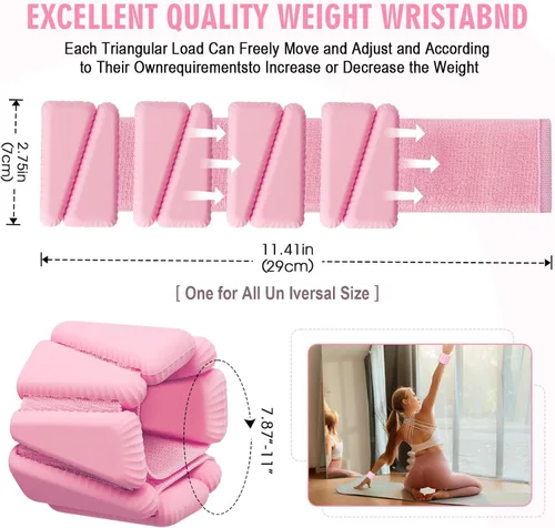 Miniatura 2 de Pesas para Muñeca, Pesas Ajustables para Muñeca y Tobillo para Mujeres, Juego de 2 (1 libra Cada Una), Pulseras con Pesos para Caminar, Yoga, Danza
