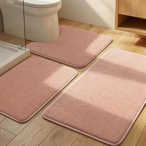 Miniatura 14 de YIHOUSE Juego de alfombras de baño de 2 piezas, juego de alfombrillas de baño de espuma viscoelástica gris oscuro antideslizante de secado rápido