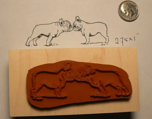 Miniatura 2 de 2 cachorros Bulldogs franceses sello de goma P51