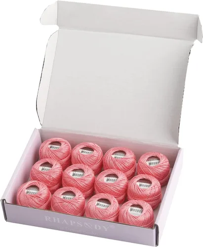 Miniatura 23 de Rhapsody Hilo de algodón perla tamaño 8 hilo de ganchillo Perle 12 bolas Set tejido a mano, bordado, sashiko, punto de cruz, costura, costura, Col. 5