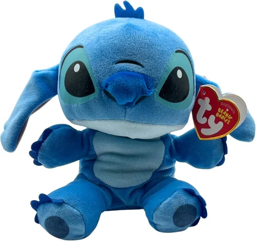 TY Beanie Baby Stitch - (cuerpo suave) -6", azul