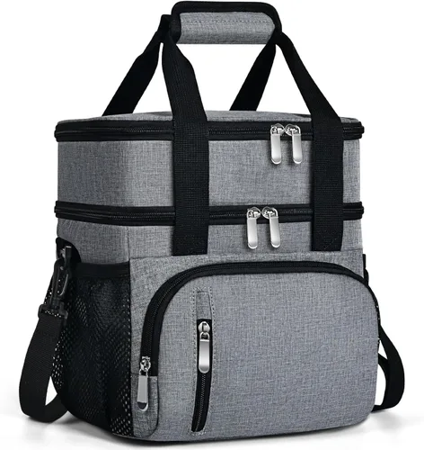 Miniatura 10 de Lonchera para Hombres, Bolsa de Almuerzo con Doble Aislamiento Reutilizable a Prueba de Fugas Bolsa Refrigeradora Portátil Bolsa de Comida para Negro
