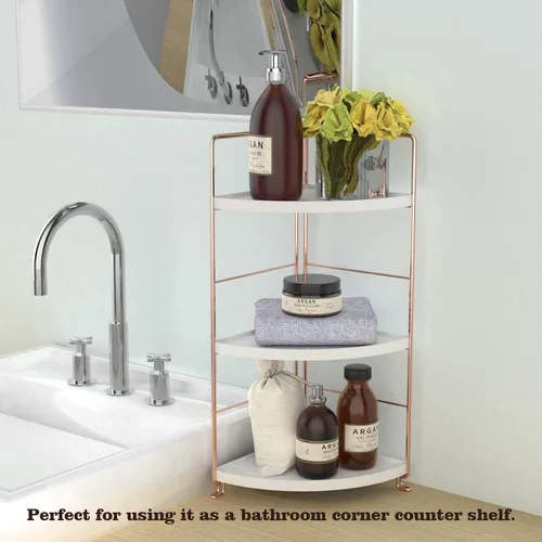 Miniatura 7 de Organizador de encimera de baño de 3 niveles, bandeja de tocador, almacenamiento de cosméticos y maquillaje, estante de pie para especias de cocina