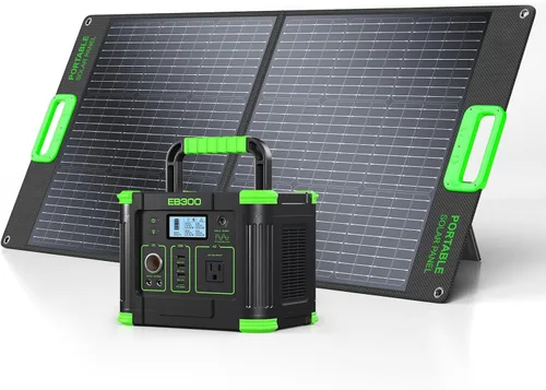GRECELL Estación de energía portátil de 330 W con panel solar de 100 W, estación de energía portátil de 288.6 Wh, generador solar de 330 W, salidas