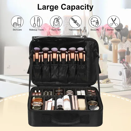 Miniatura 3 de Relavel Estuche de maquillaje grande para maquillaje, estuche de tren profesional de 16.5 pulgadas, organizador de cosméticos de viaje, soporte