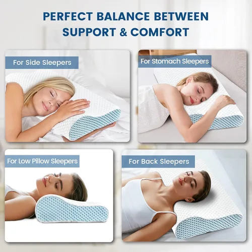 Miniatura 6 de Almohada cervical de contorno de espuma viscoelástica para aliviar el dolor, almohada de cama para dormir, almohada ergonómica para dolor de cuello